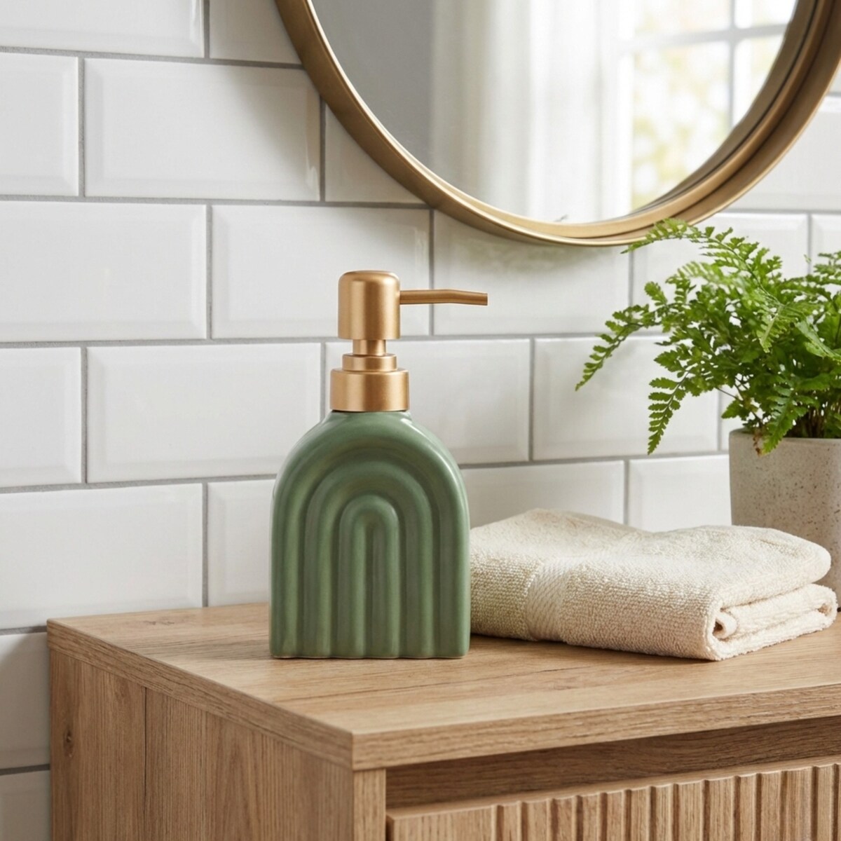 Dozownik na mydło 15x9x6 cm ceramiczny 320 ml TOPIK zielony