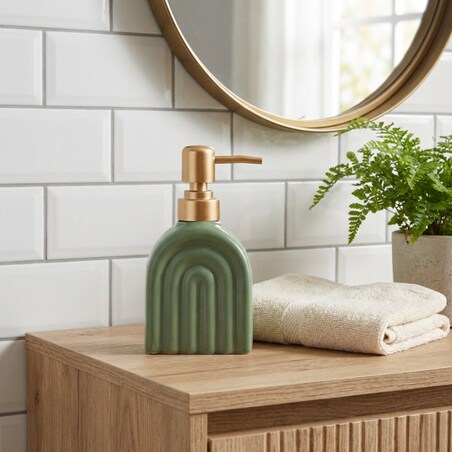 Dozownik na mydło 15x9x6 cm ceramiczny 320 ml TOPIK zielony