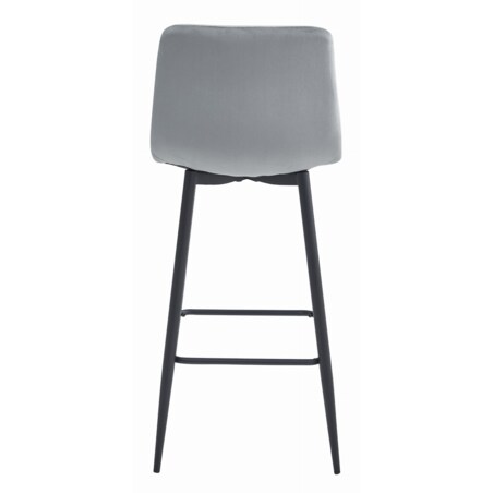 Hoker Do Jadalni Kuchni Baru Wysoki Pozza - Aksamit Srebrno-Szary / Nogi Czarne X 2