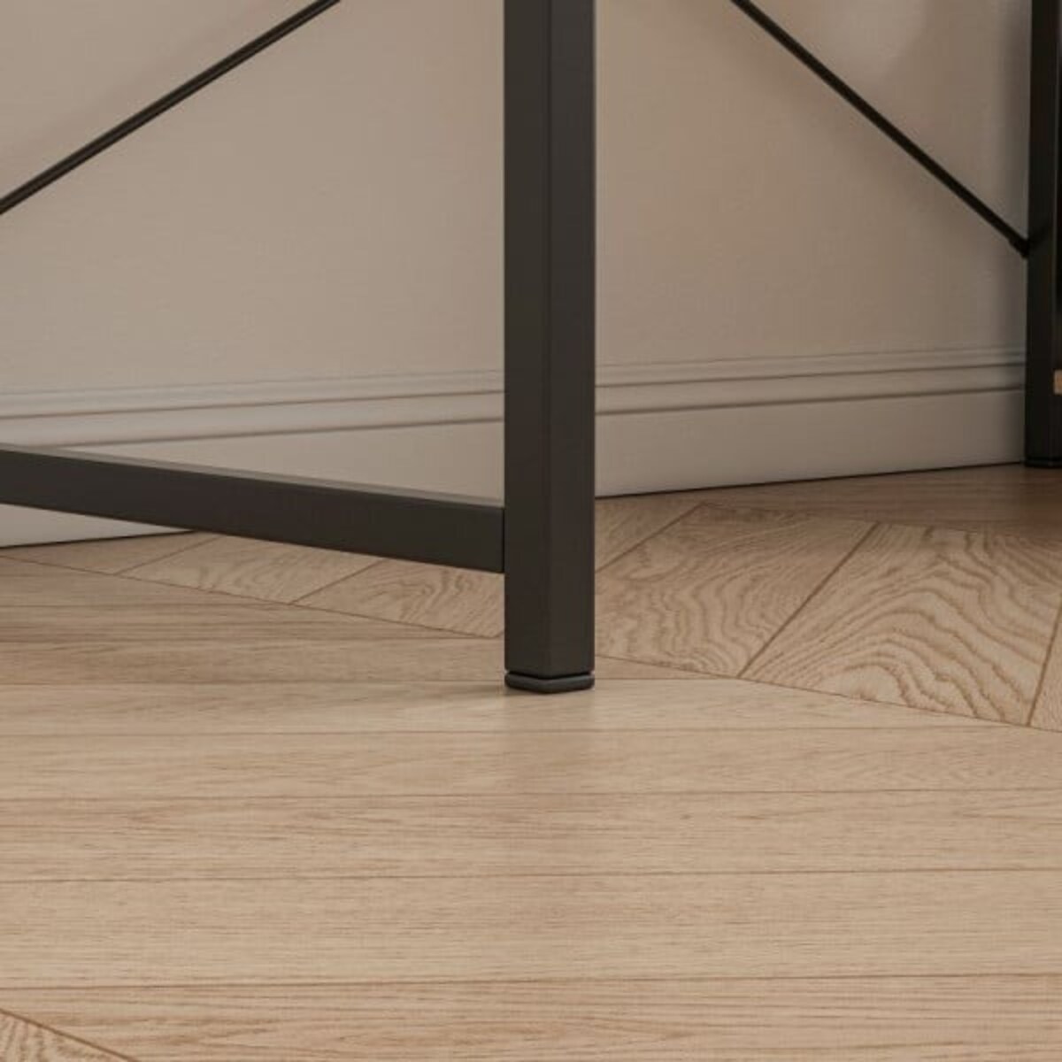 Biurko komputerowe z regałem półkami nowoczesne metalowe loft jasny brąz