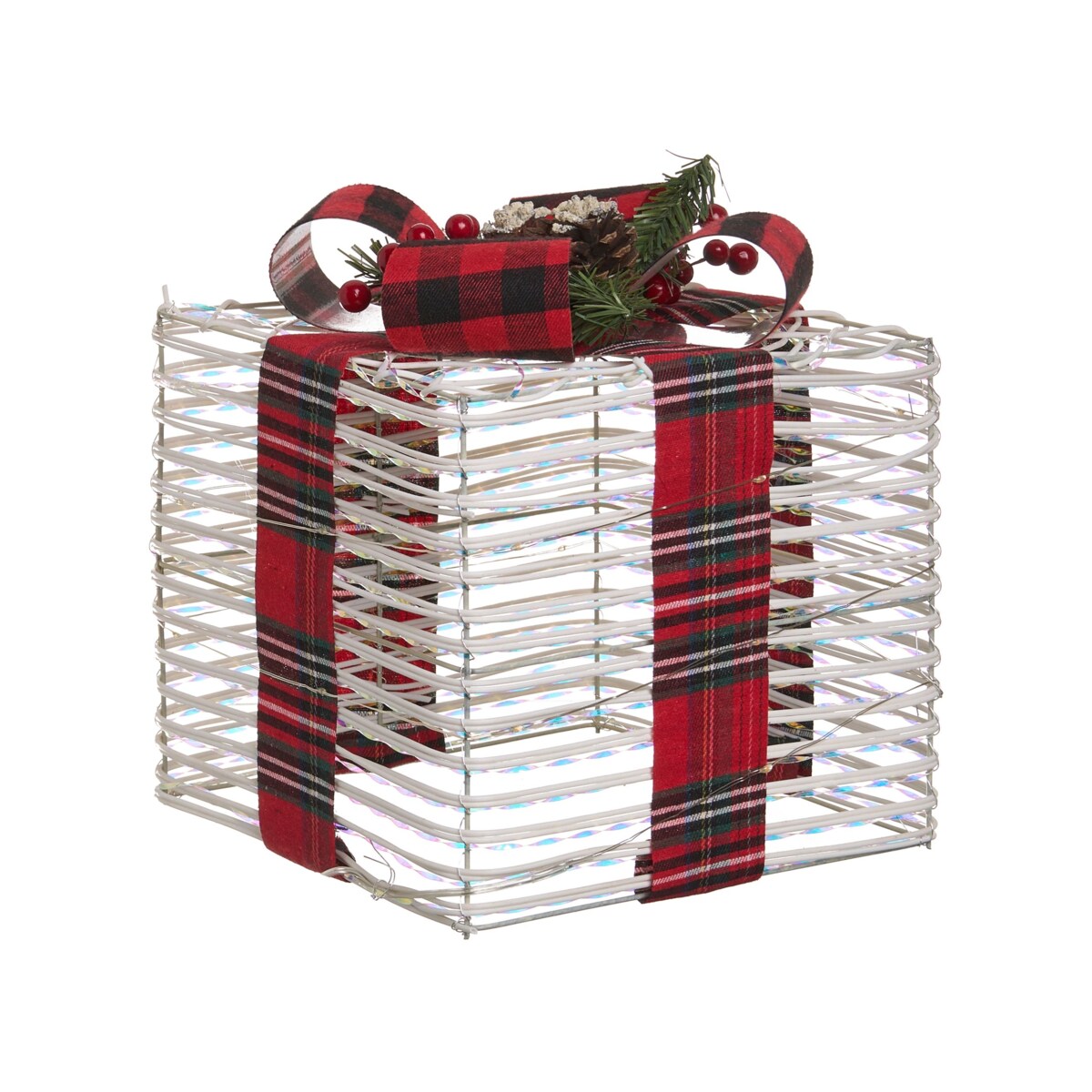 Zestaw 3 dekoracji świątecznych LED MANGEN Prezenty świąteczne 20/25/35 cm Złamana biel