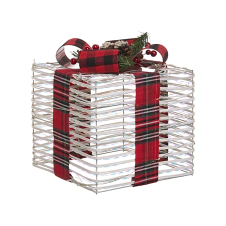 Zestaw 3 dekoracji świątecznych LED MANGEN Prezenty świąteczne 20/25/35 cm Złamana biel