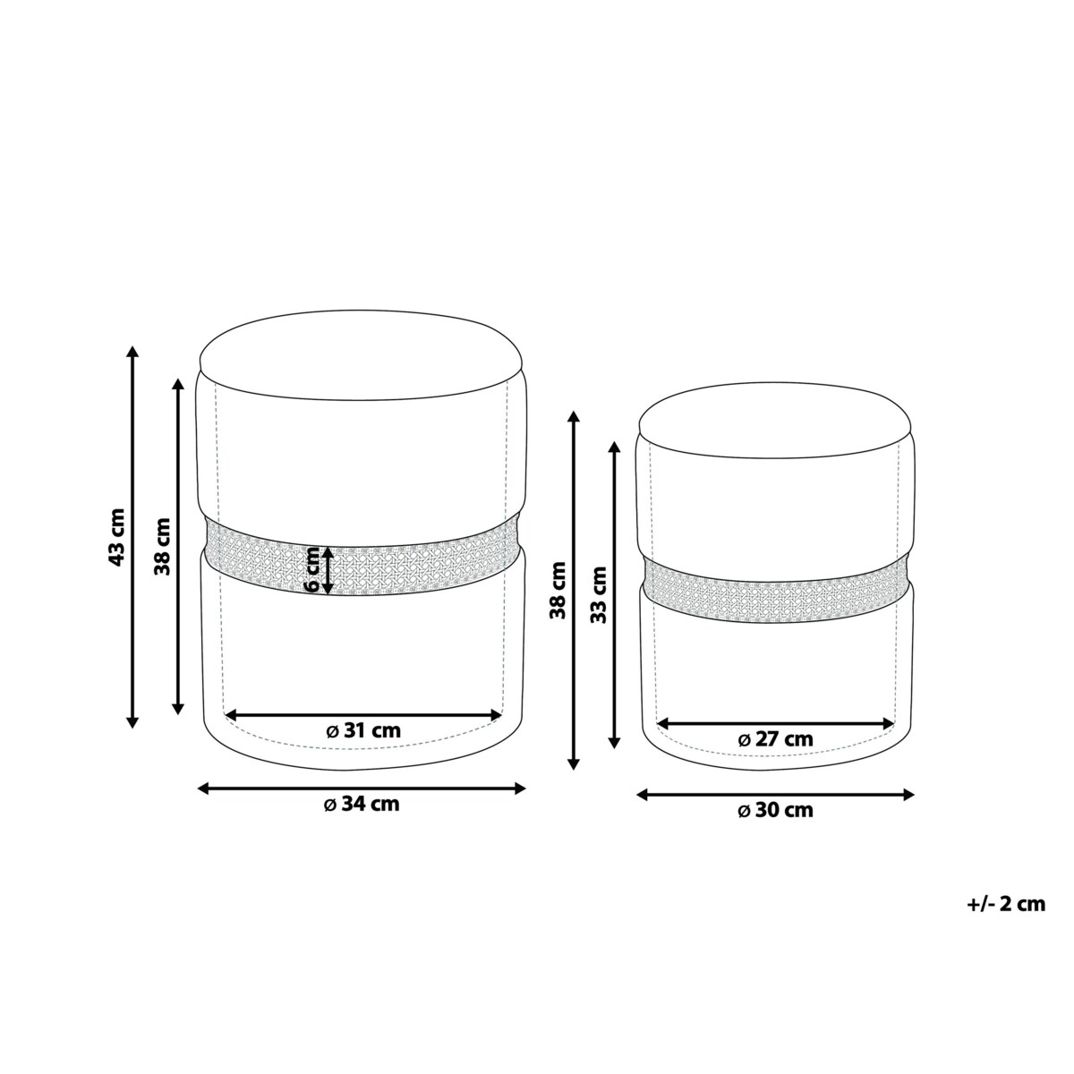 Zestaw 2 welurowych pufów ze schowkiem szarobeżowy MEDFORD