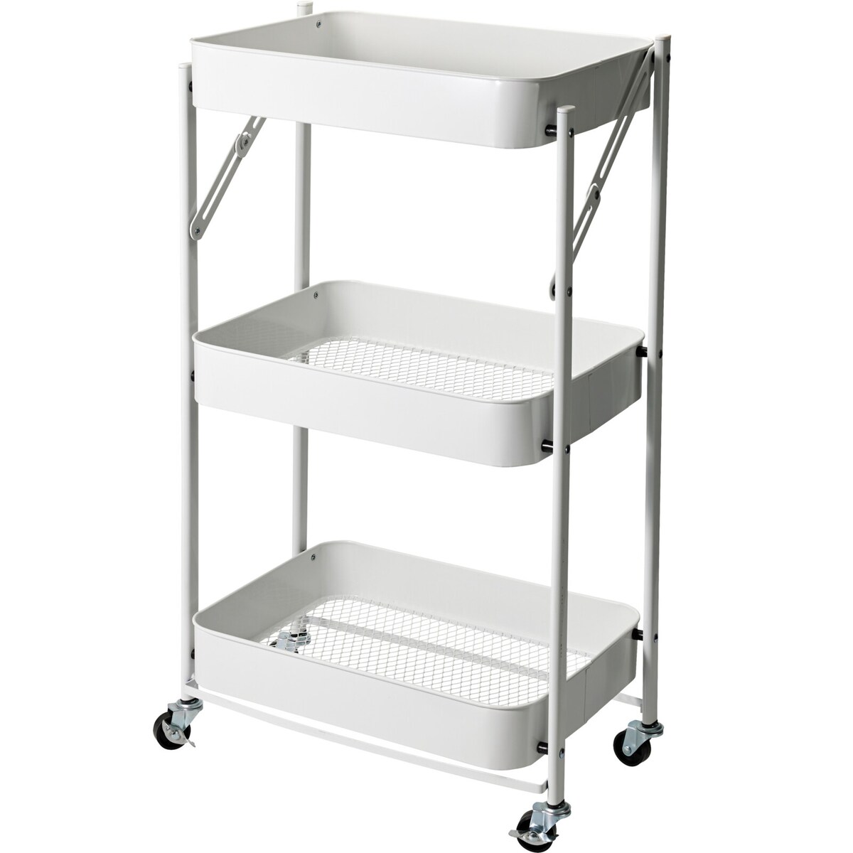 Wózek kuchenny składany 3-poziomowy, metalowy, 45,5 x 29,5 x 77 cm