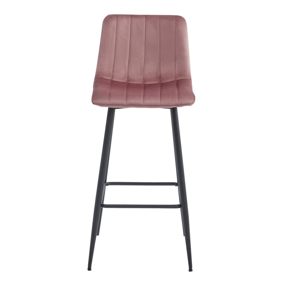 Hoker Do Jadalni Kuchni Baru Wysoki Pozza - Aksamit Ciemny Róż / Nogi Czarne
