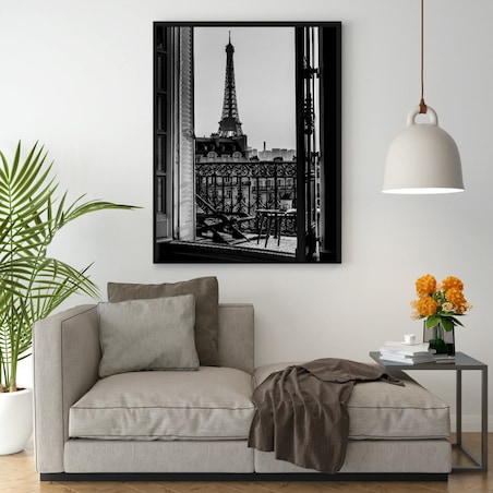 Poster Story, Plakat, Obraz - Widok z Balkonu na Wieżę Eiffla, wymiary 50 x 70 cm