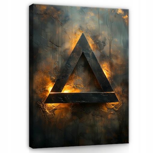 OBRAZ ABSTRAKCJA FIGURY GEOMETRYCZNE ZŁOTO CZARNY DO SYPIALNI SALONU 60x40