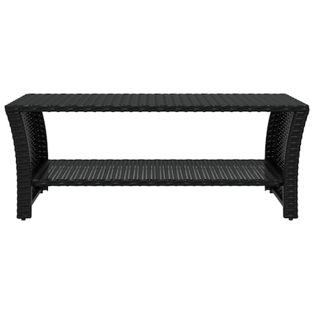 vidaXL Stolik kawowy, czarny, 100x50x40 cm, polirattan