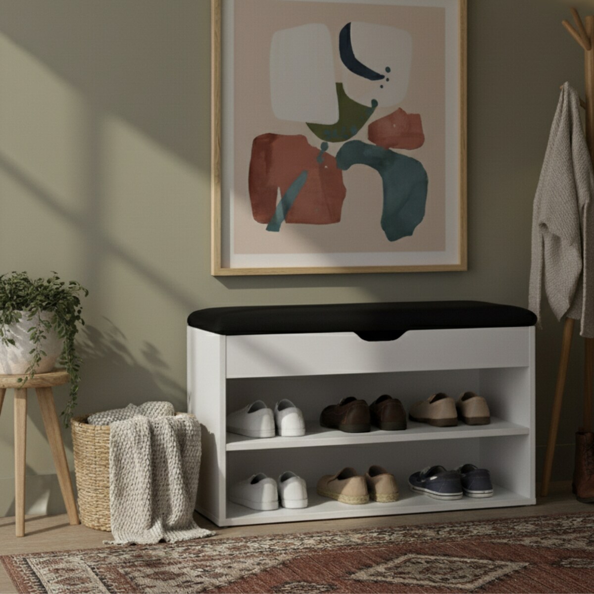 Szafka na buty z siedziskiem LEVA, 60 x 30 x 47 cm