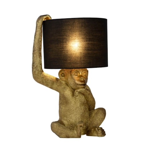 Dekoracyjna lampa stołowa Chimp 10502/81/30 Lucide małpka monkey czarna złota