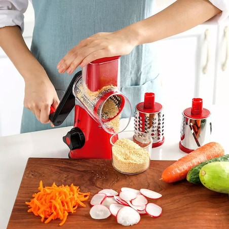 Tarka obrotowa bębnowa do warzyw sera bakalii czerwona KINGHOFF