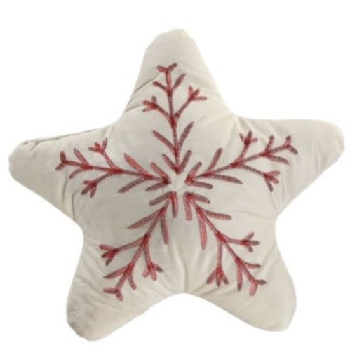 Poduszka świąteczna 37x35x8 cm GWIAZDA Pięcioramienna biała