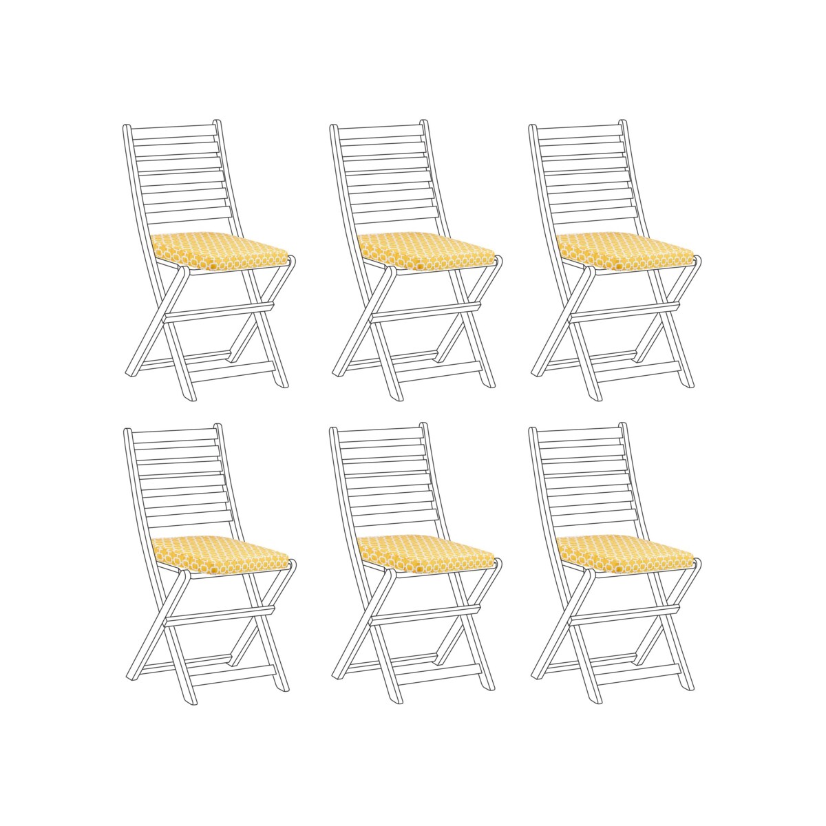 Zestaw 6 poduszek na krzesła ogrodowe geometryczny wzór żółty TOLVE