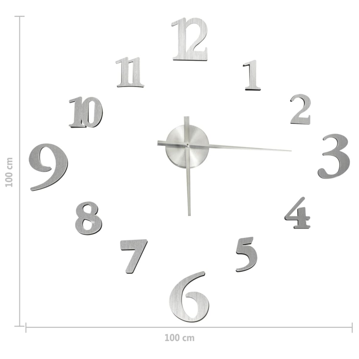 vidaXL Zegar ścienny 3D, nowoczesny design, srebrny, 100 cm, XXL