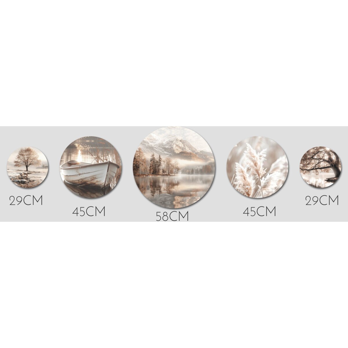 Obrazy Okrągłe na ścianę Beżowy Zestaw do pokoju salonu sypialni Boho