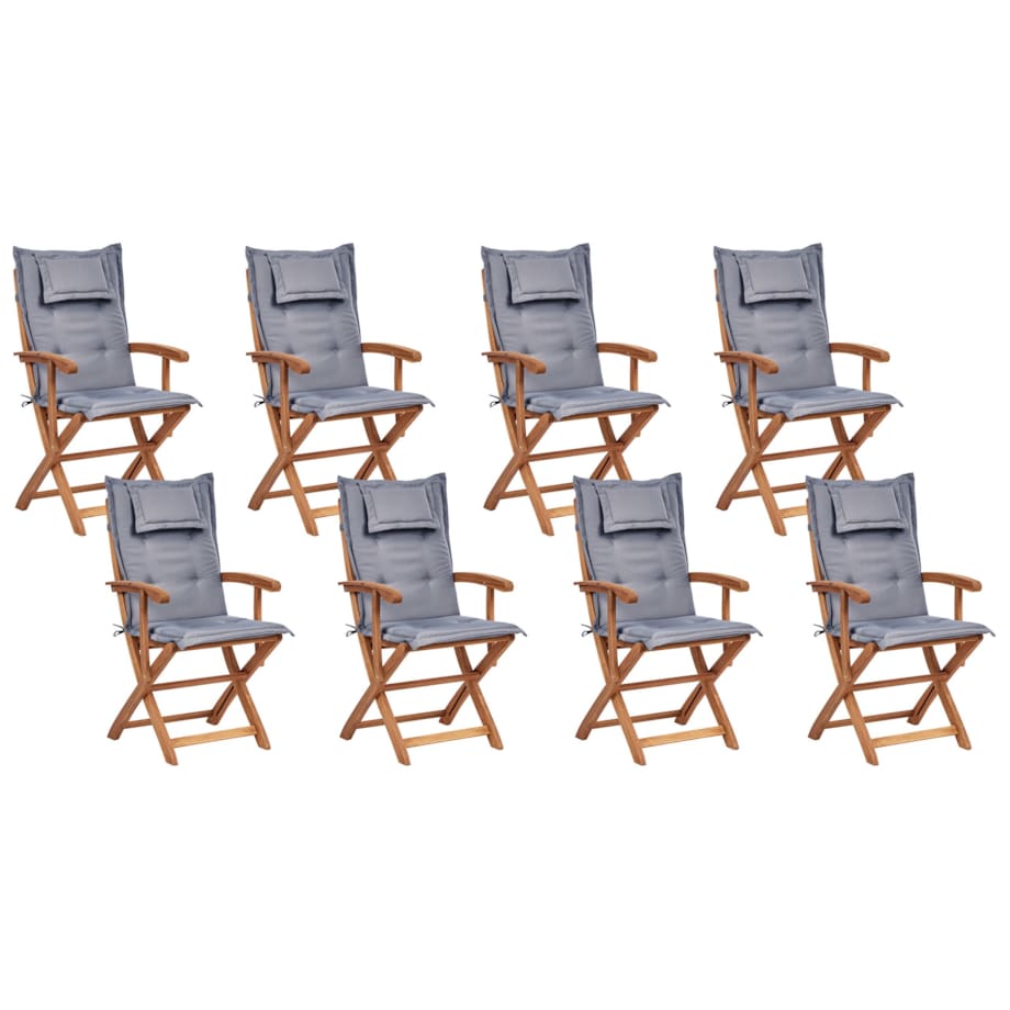 Zestaw ogrodowy drewniany stół i 8 krzeseł z poduszkami grafitowymi MAUI II