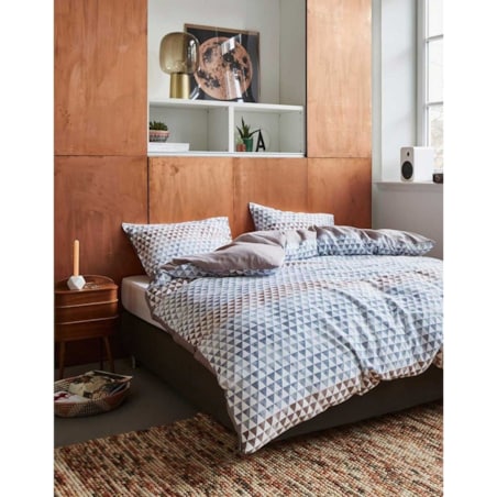 Elegancki komplet pościeli z bawełny satynowej we wzory geometryczne w kolorze szarym, poszewka ozdobna, pościel Esprit, 140 x 220 cm