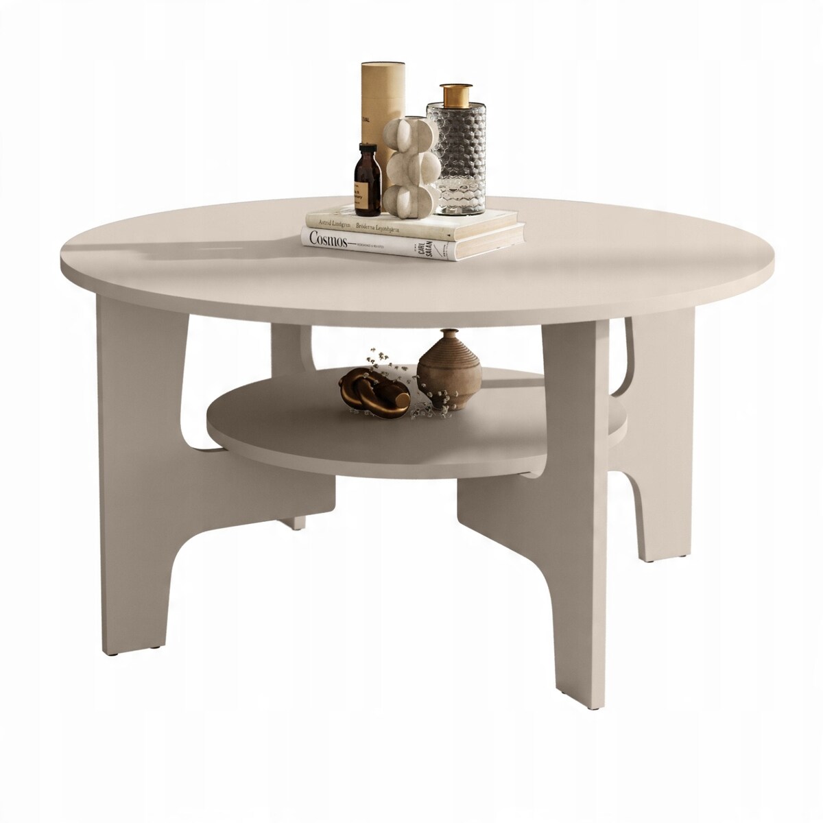 Stolik Kawowy Okrągły Do Salonu 80cm Kaszmir Nowoczesny Styl JAPANDI SCANDI