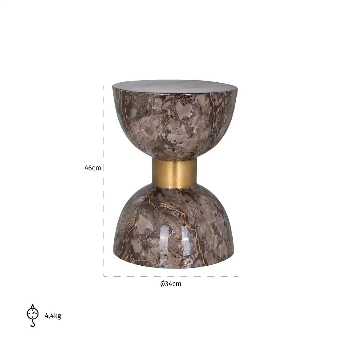 Szykowny stolik do salonu Aimy 825188 Richmond Interiors klepsydra marmurowy brązowy