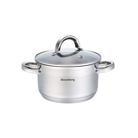 Garnek stalowy z pokrywką indukcja gaz 2.6L 18cm KLAUSBERG