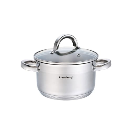 Garnek stalowy z pokrywką indukcja gaz 2.6L 18cm KLAUSBERG
