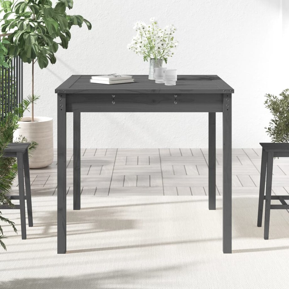 vidaXL Stolik ogrodowy, szary, 82,5x82,5x76 cm, lite drewno sosnowe