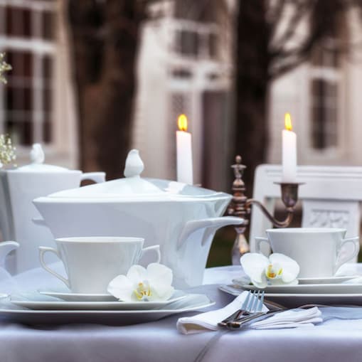 Zestaw obiadowo-kawowy dla 12 osób 73 el. Lwów Bella biały 0001