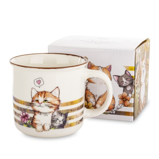 Kubek porcelanowy 400 ml 2 koty 9x13x9,5 cm GATTINI-2