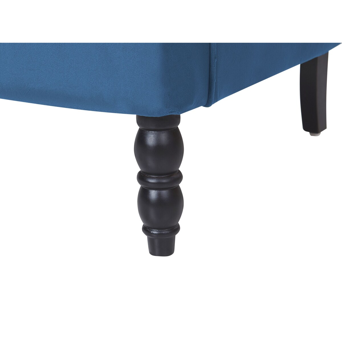 Fotel welurowy z podnóżkiem niebieski SANDSET