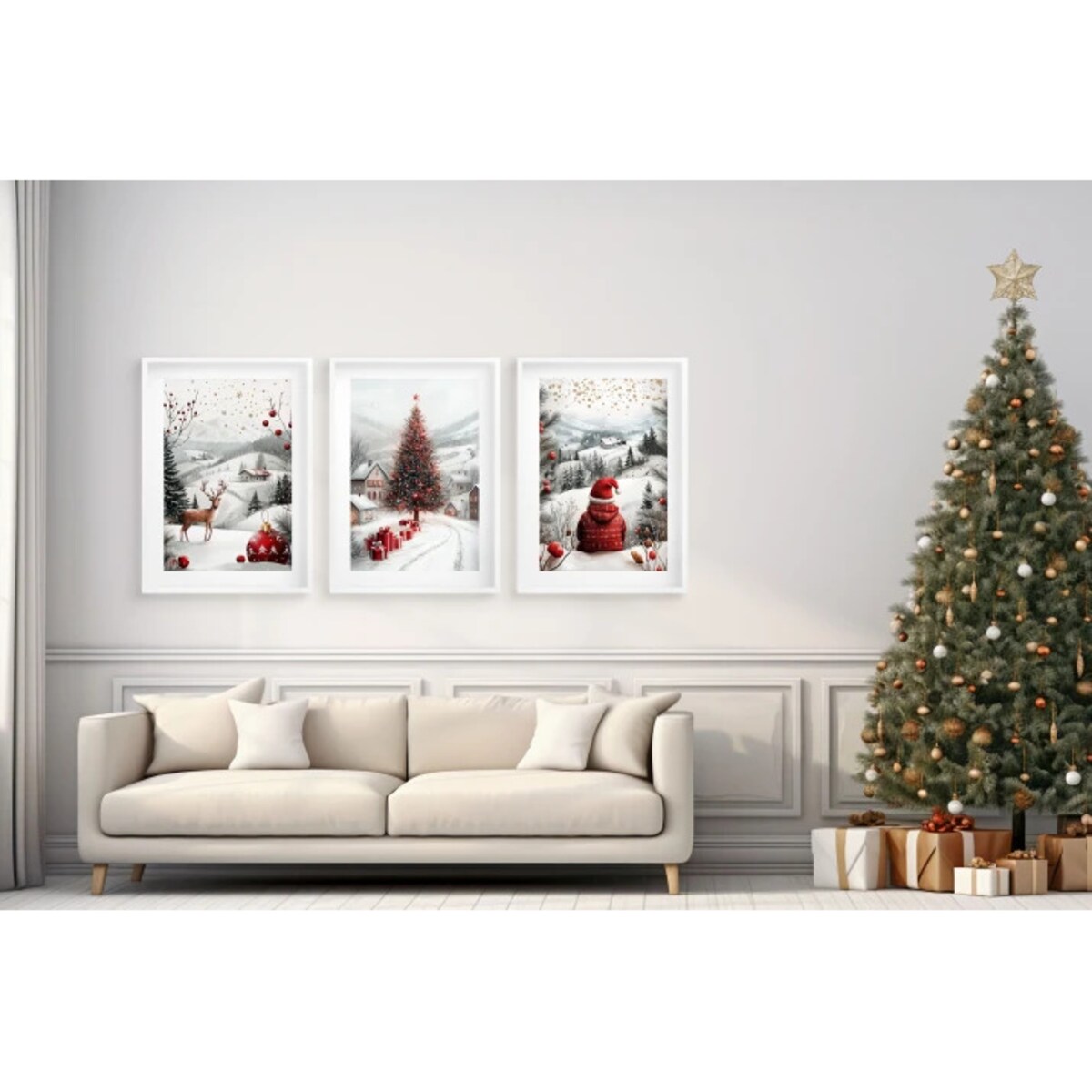 Obrazy Plakaty na ścianę do salonu Boże Narodzenie Święta Choinka Zima