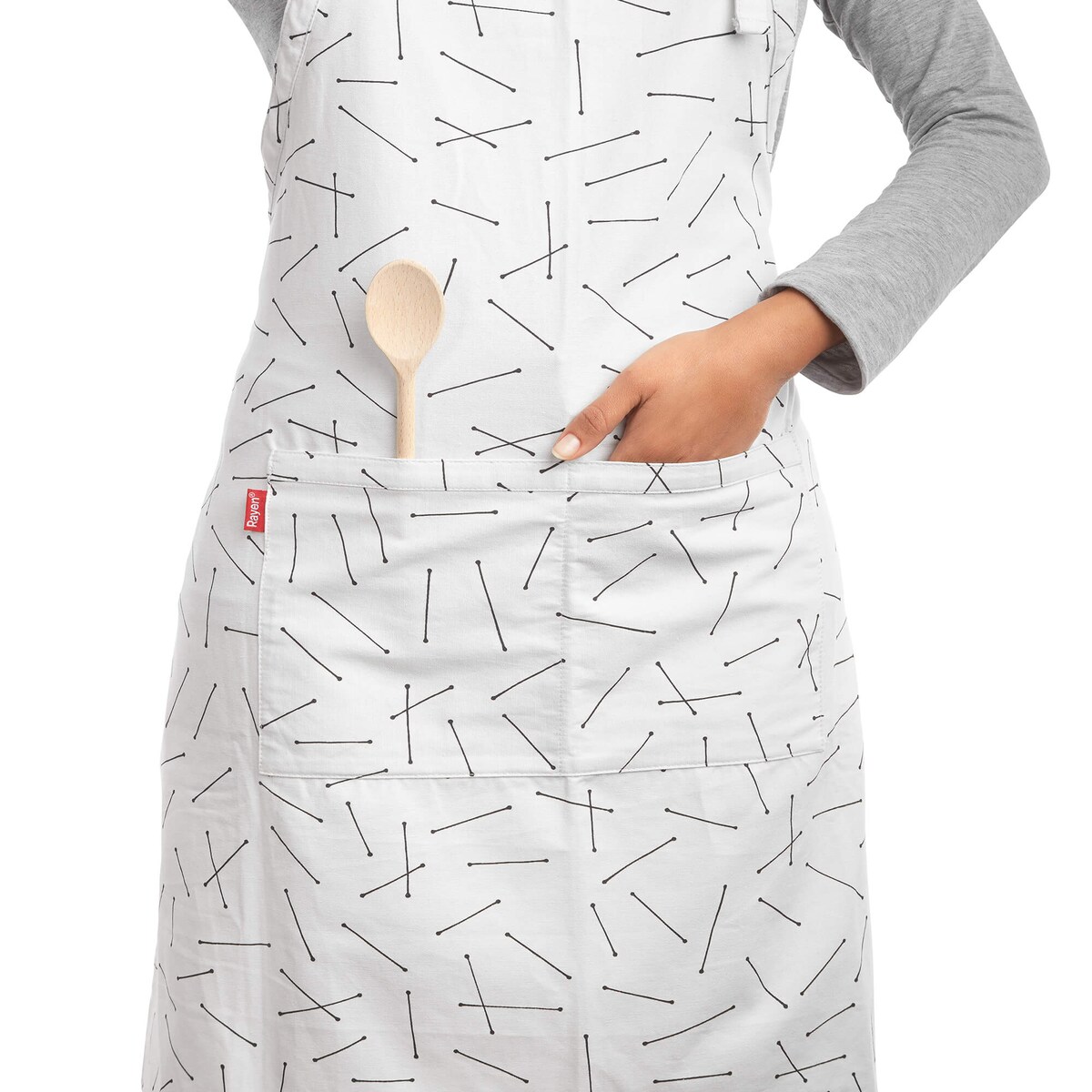 Biały fartuch kuchenny Rayen - 84 x 70 cm