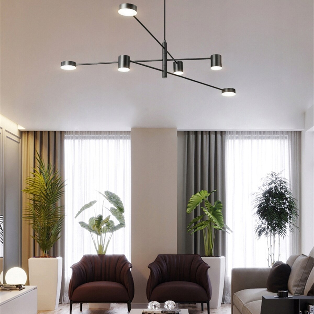Lampa Sufitowa Nowoczesna Czarna 6-Ramienna Led