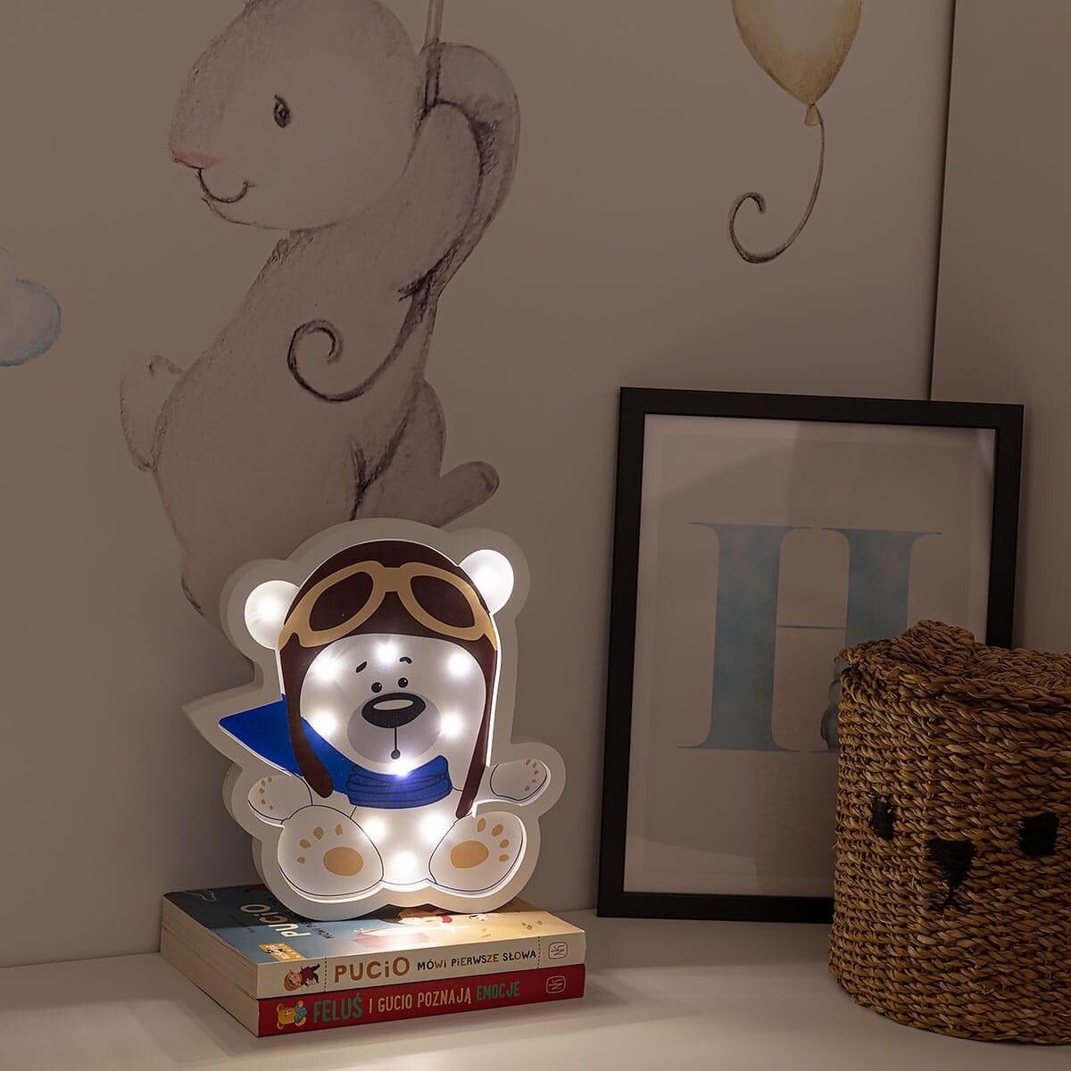 Lampka Nocna drewniana dla dziecka Miś | Lampka nocna dla dziecka