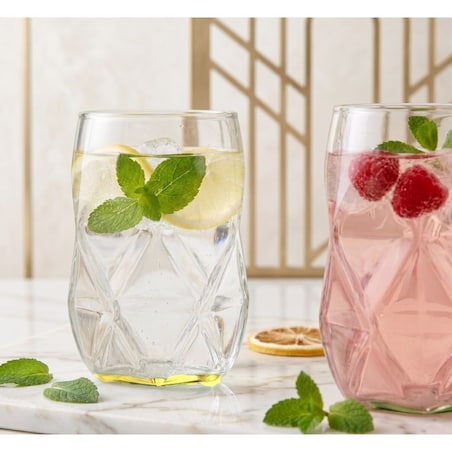 Komplet 4 szklanek z żółtym dnem 450 ml Geo Fondo Yellow 32170