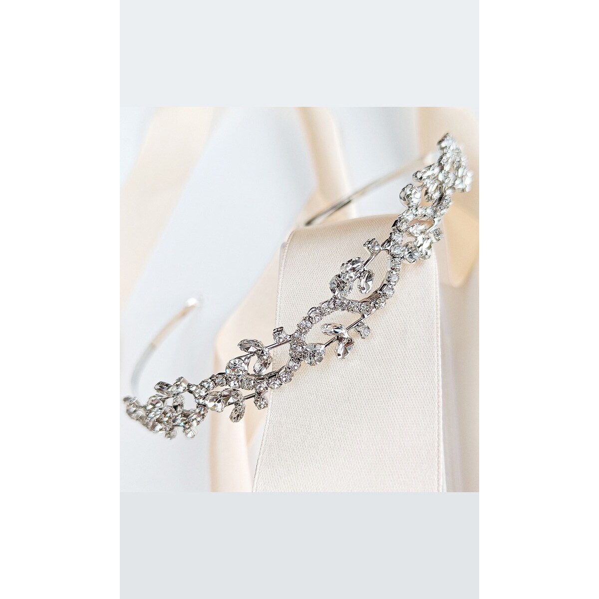 Opaska srebrna rustykalna z cyrkoniami na ślub