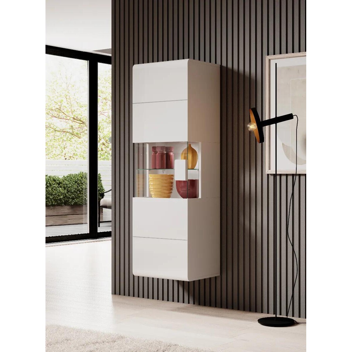 Witryna wisząca TOLEDO 1D biała połysk