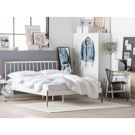 Łóżko metalowe 140 x 200 cm białe MAURS