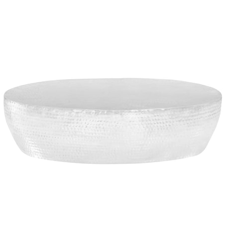 vidaXL Stolik do kawy z młotkowanego aluminium, 100x50x28 cm, srebrny