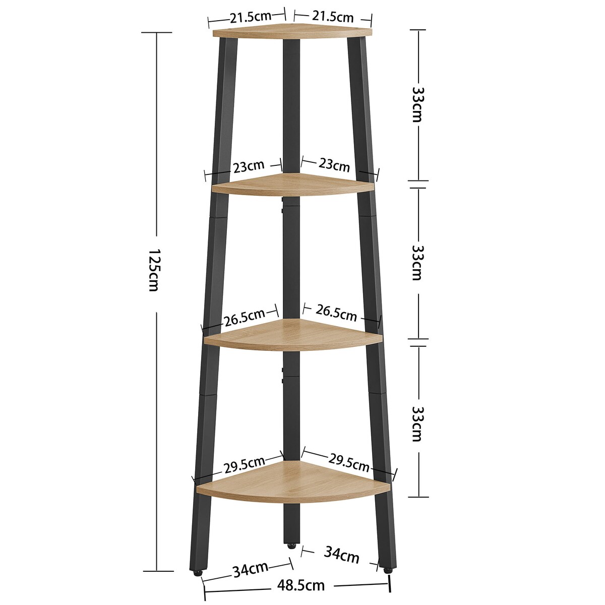 Regał Narożny 34X34X125 Cm Sonoma