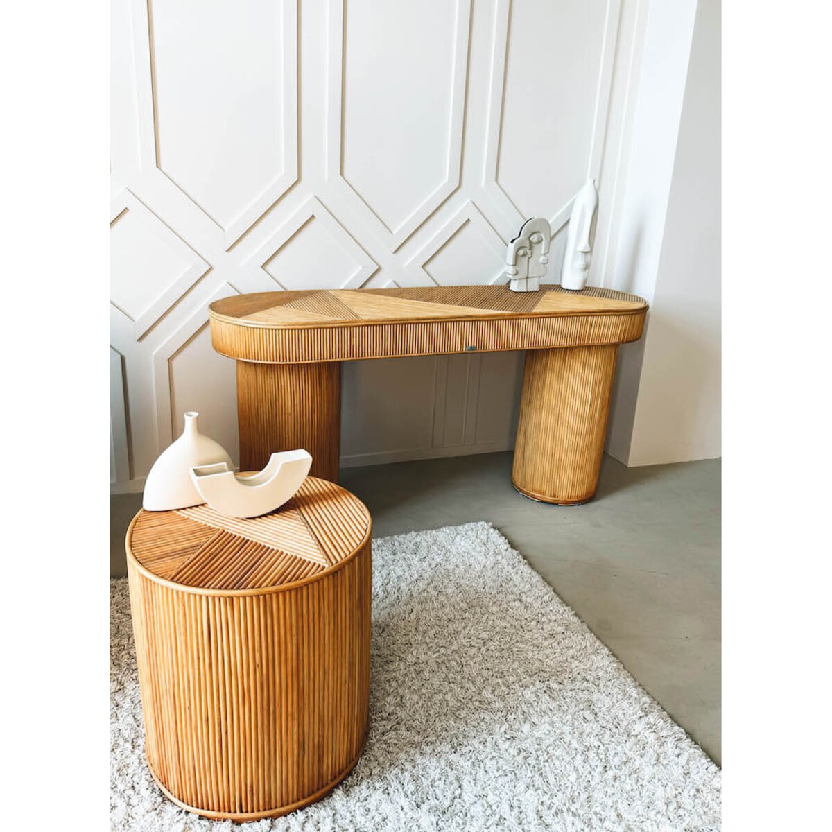 STOLIK KONSOLA KACA naturalny rattan