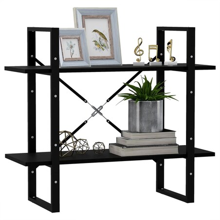 vidaXL Regał na książki, 2 półki, czarny, 80x30x70 cm, drewno sosnowe
