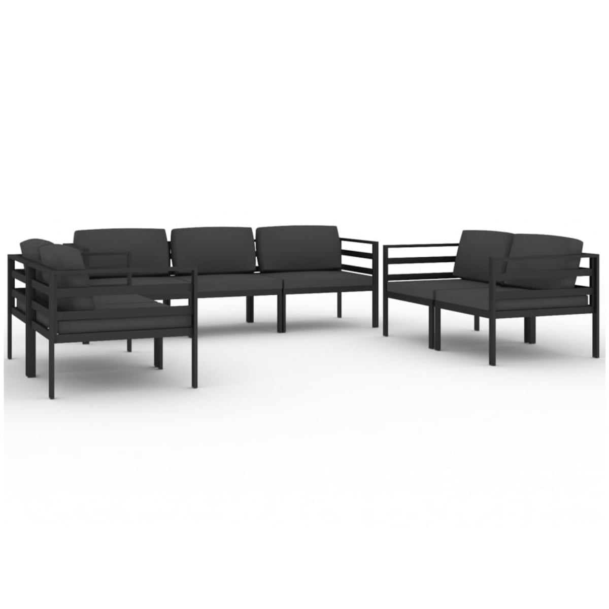 vidaXL 7-cz. zestaw mebli ogrodowych, poduszki, aluminium, antracyt