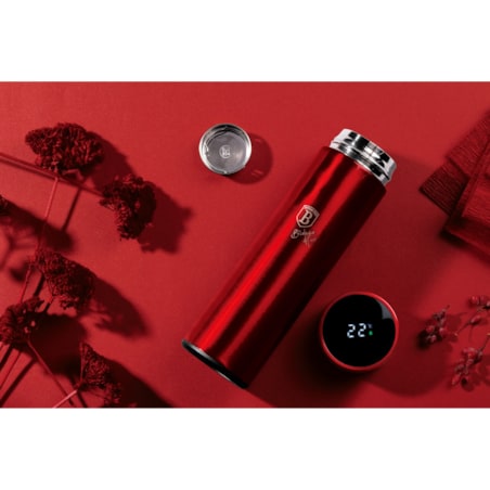 Inteligentny termos stalowy 0.45L z wskaźnikiem temperatury LED BERLINGER HAUS Burgundy
