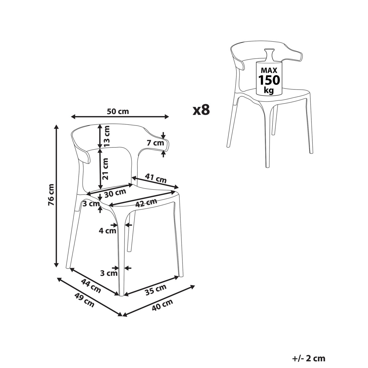 Zestaw 8 krzeseł do jadalni beżowe GUBBIO