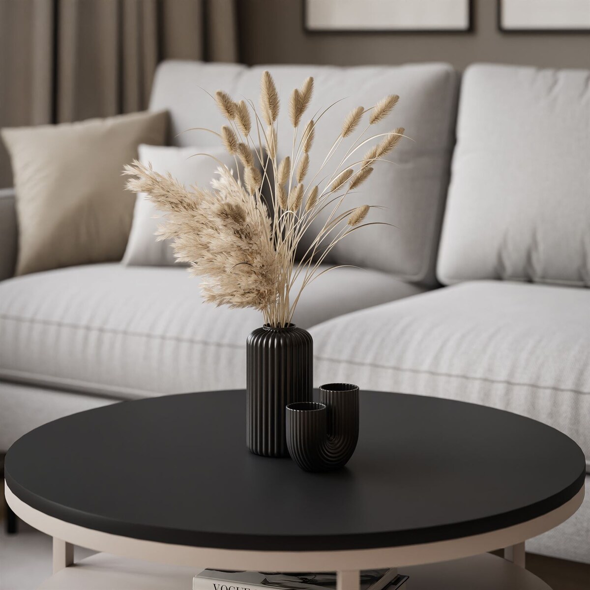 Stolik Kawowy CIRI SLIM z pólką kaszmir czarny mat