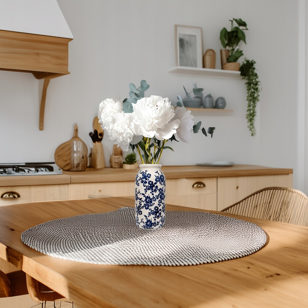 WAZON DZBANEK WYSOKI 32cm CERAMICZNY NA KWIATY BIAŁY do salonu sypialni