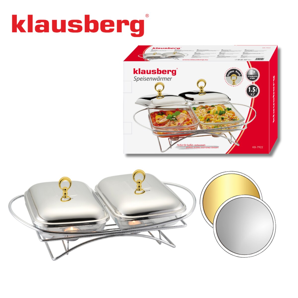 Podgrzewacz stołowy żaroodporny 2x1,5L KLAUSBERG
