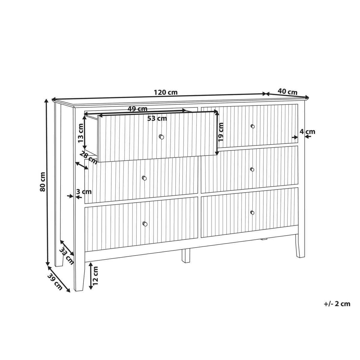 Komoda 6 szuflad biała ASSISI
