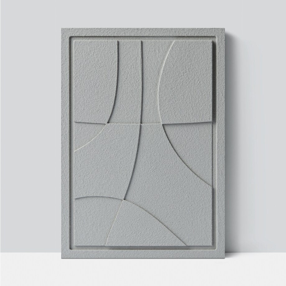 Obraz 3D 35x50cm Abstract III – Dekoracja Ścienna z Tynku Naturalnego, Milky Grey Minimalistyczny Relief