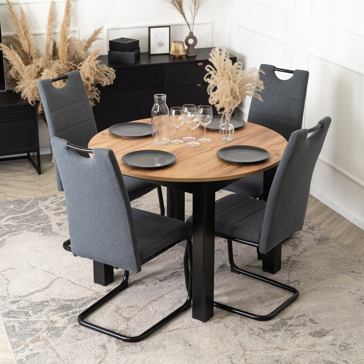 Krzesło tapicerowane kuchenne do salonu jadalni na płozach lopez popiel